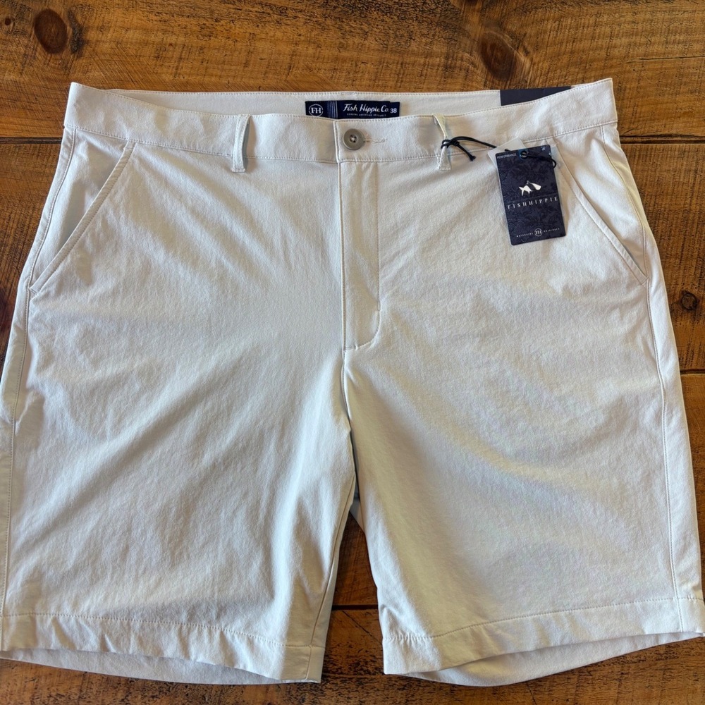 NWT Fish Hippie‎ Co Mens Khaki Performance Drift Short Fishing Golf Size 38